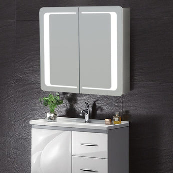 LED Rectangle Bathroom Wall Mounted Double-Door Mirror Cabinet Living and Home 