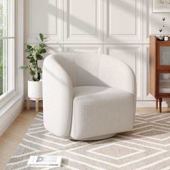 Boucle Upholstered Swivel Tub Chair