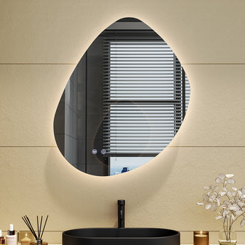 Frameless Wall Mirror with LED Lighting