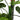 Artificial tropical tree trunk with segmented faux bamboo texture and broad green leaves