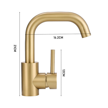 Minimalist Single-Handle Vessel Faucet  with Swivel Spout, Gold