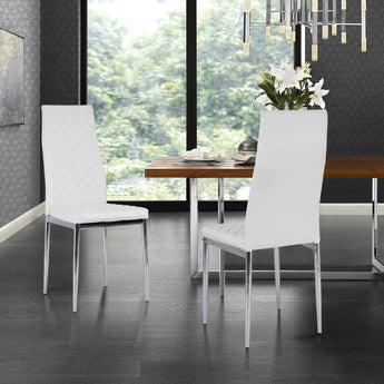 Set of  White Electroplated Dining Chairs in PVC