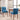 Set of 2 blue dining chairs, button-tufted back with studded trim, wood legs