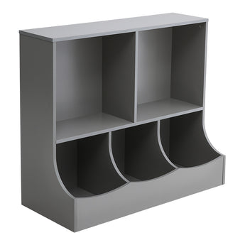 94cm W 2-Tier Open Style Toy and Book Storage Cabinet, Grey