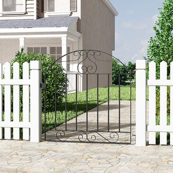 90 cm H Wrought Iron Pedestrian Gate, Black