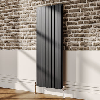 160cm H Steel Vertical Tall Radiator with Double Panel, Smoke Grey