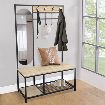 100cm W Versatile Clothing Rack with Shoe Bench and Mirror