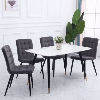 Velvet Upholstered Dining Chairs with Metal Legs Set of 4