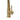 Brushed gold faucet base and handle with coiled pull-down hose connection.