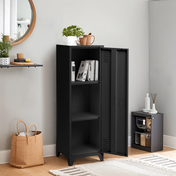 128cm H Single Door Black Metal Storage Cabinet