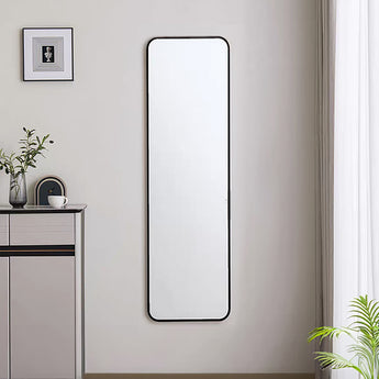 Modern Rectangular Metal Floor Mirror Black