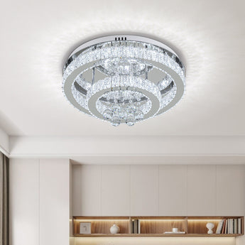 50cm D Double Tier Round Crystal Ceiling Light