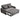 Grey sofa bed with pull-out frame extended and two backrest pillows