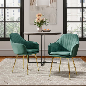 Velvet Upholstered Dining Chairs Set of 2