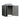 Metal garden storage shed with open double doors and apex roof vents