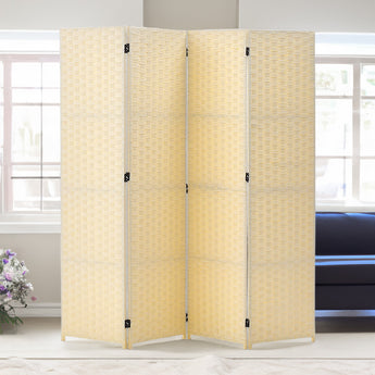 180cm H Woven Fiber 4-Panel Room Divider Privacy Screen