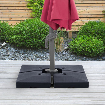 Black Fillable Cantilever Umbrella Stand Set