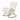 White Lambswool Rocking Chair Padded Seat Metal Frame Wooden Runners