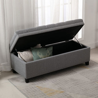 Linen Padded Cushion Bed End Bench Storage Seat Living and Home 