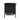 Black frame armchair with solid black back panel and cowhide-patterned seat cushion