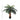 Artificial palm tree in a black pot with green fronds and brown trunk