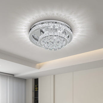 Double Tier Round Crystal Ceiling Light with Pendants Living and Home 