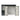 Metal garden storage shed with open double doors, interior panels, and window frames