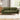 Green corduroy 2-seat sofa with two front cushions, rolled armrests, and dark wood legs