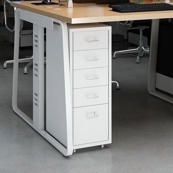 Metal Office File Cabinet with Wheels, White