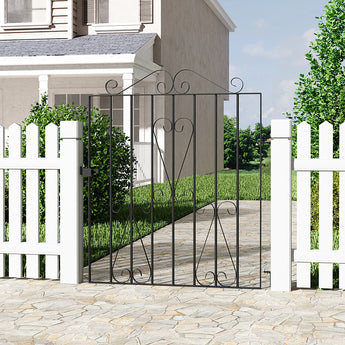 63.5cm H Metal Garden Gate Fence Gate, Black