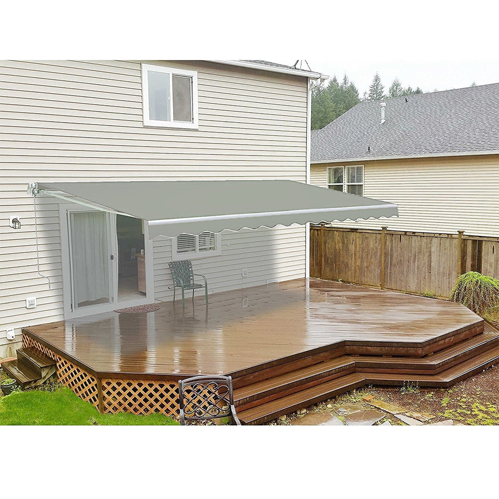 Retractable Patio Awning - Manual Shelter - Grey Awnings   