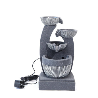 Cascading Bowls Garden Water Feature Fountain 4-Tier Fountain LED Fountain Fountains & Waterfalls   