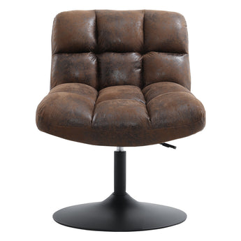 Brown Faux Leather Upholstered Swivel Chair