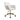 Light beige/white velvet office chair with curved arms and gold rolling base