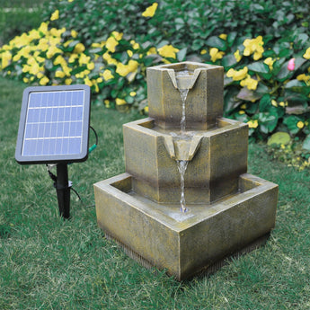 Three Tier Fountain Garden Water Feature with LED Lights