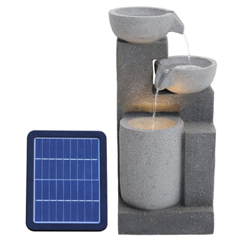 Solar Powered Home Garden Outdoor Water Feature Waterfall Fountain with Rockery Decor