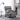 Grey tartan linen recliner armchair, high back, padded armrests and ottoman