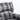 Grey tartan high-back recliner armchair close-up of backrest and stitching