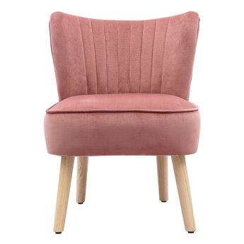 Tufted Velvet Upholstered Accent Chair with Solid Wooden Legs