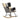 Nursery rocking chair, tufted upholstery with side armrests and black metal rocking frame