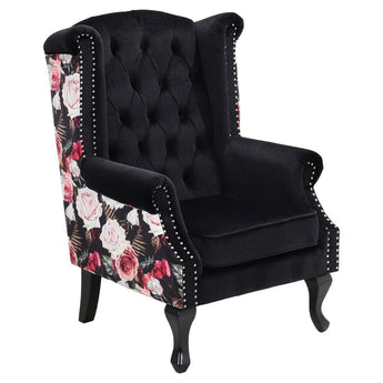 Tufted Linen Upholstered Armchair with Nailhead Trim