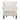 Beige armchair front view with vertical tufted back, rolled arms, and nailhead trim