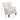 Beige armchair with dimensions: 84cm tall, 64cm wide, 54cm deep, 30cm seat height