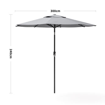 3M Sunshade Parasol Umbrella Easy Tilt Parasols   Light grey 
