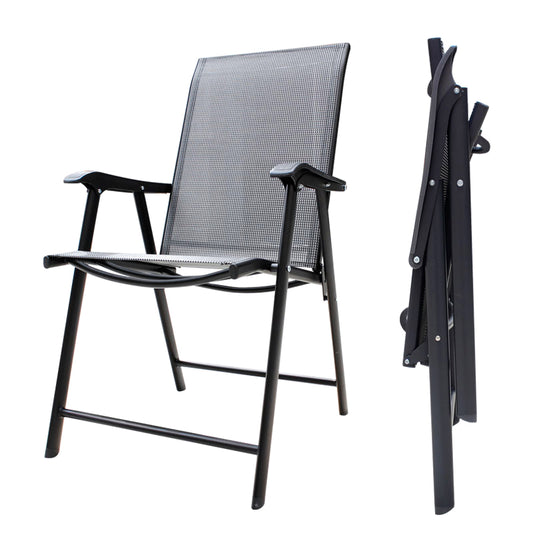 Outdoor Foldable Dining Chairs with Metallic Frame Set of 2