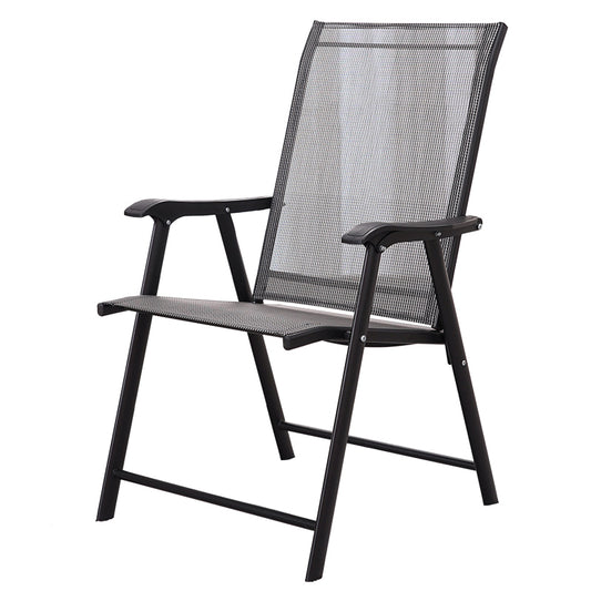 Outdoor Foldable Dining Chairs with Metallic Frame Set of 2