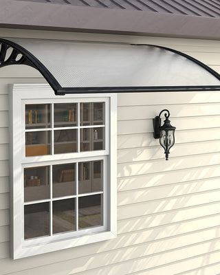 Outdoor Curved Shielded Awning - Rain Shelter - Black Awnings   