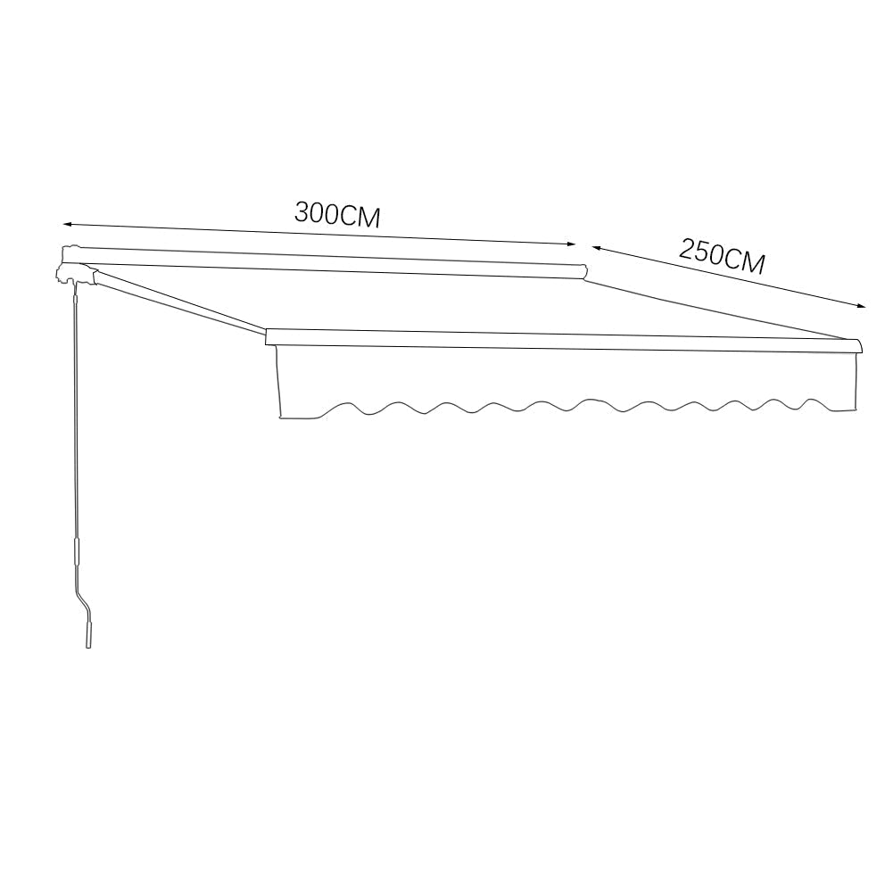 Retractable Patio Awning - Manual Shelter - Grey Awnings   L 250 x W 200 cm 
