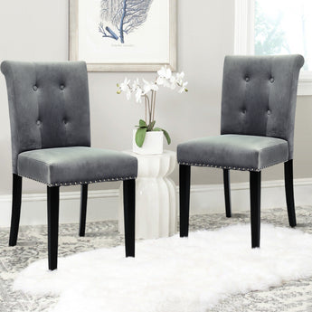 Tufted Velvet Padded Dining Chair with Metal Back Knocker