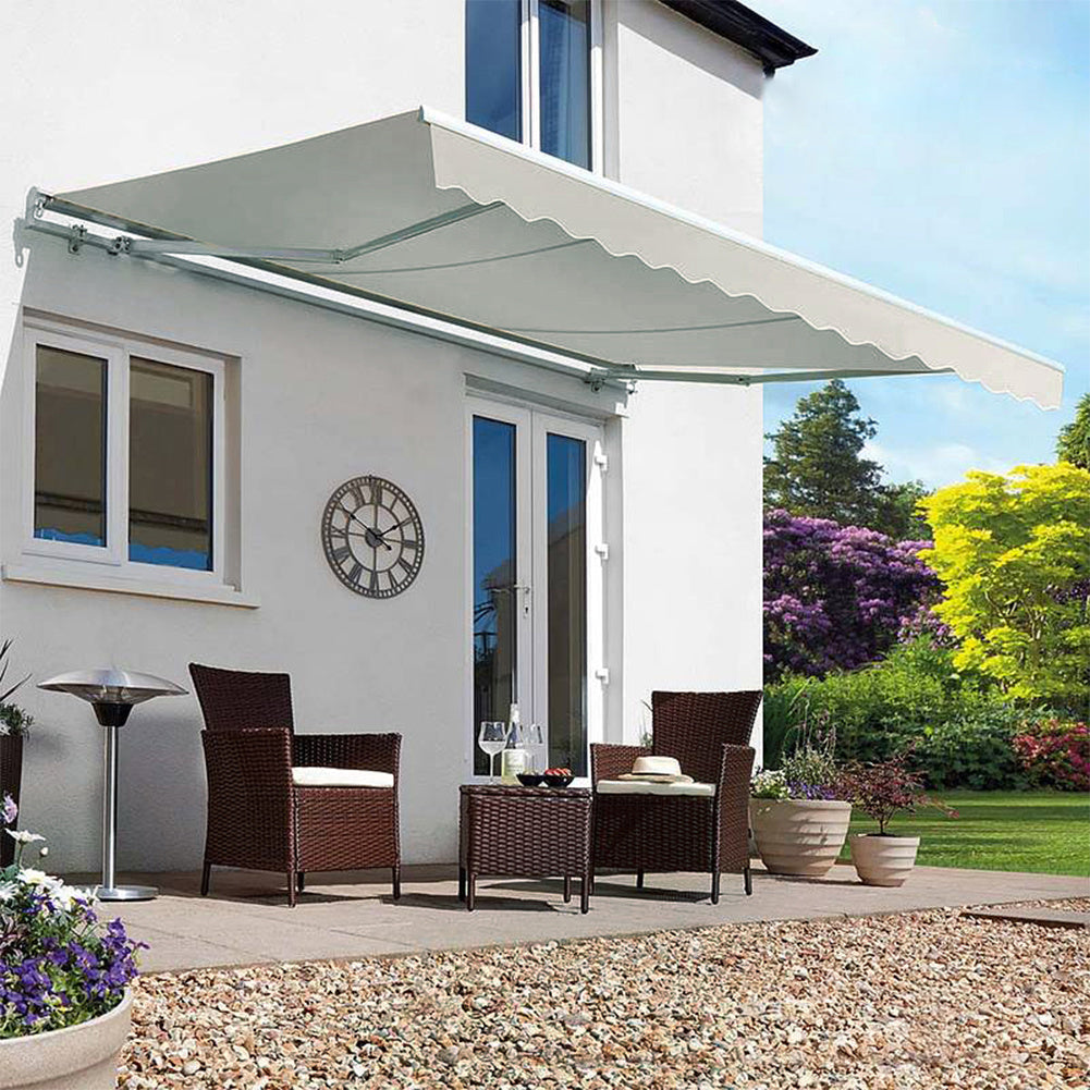 Retractable Patio Awning - Manual Shelter - Grey Awnings   